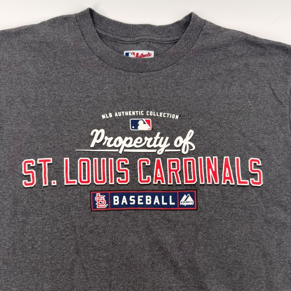 St Louis Cardinals MLB T-Shirt Mens Medium Gray Majestic Authentic Collection